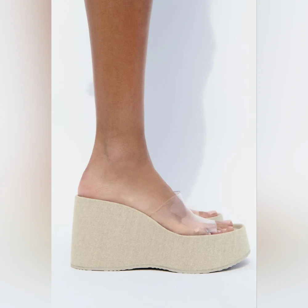 Zara Vinyl Wedge Sandals NWT
